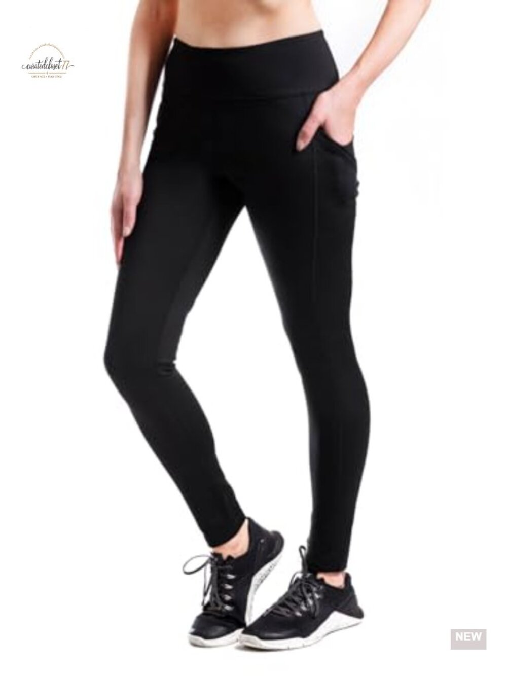 Thermal Fleece Lined Leggings with Side Pockets, High Rise, Water Resistant